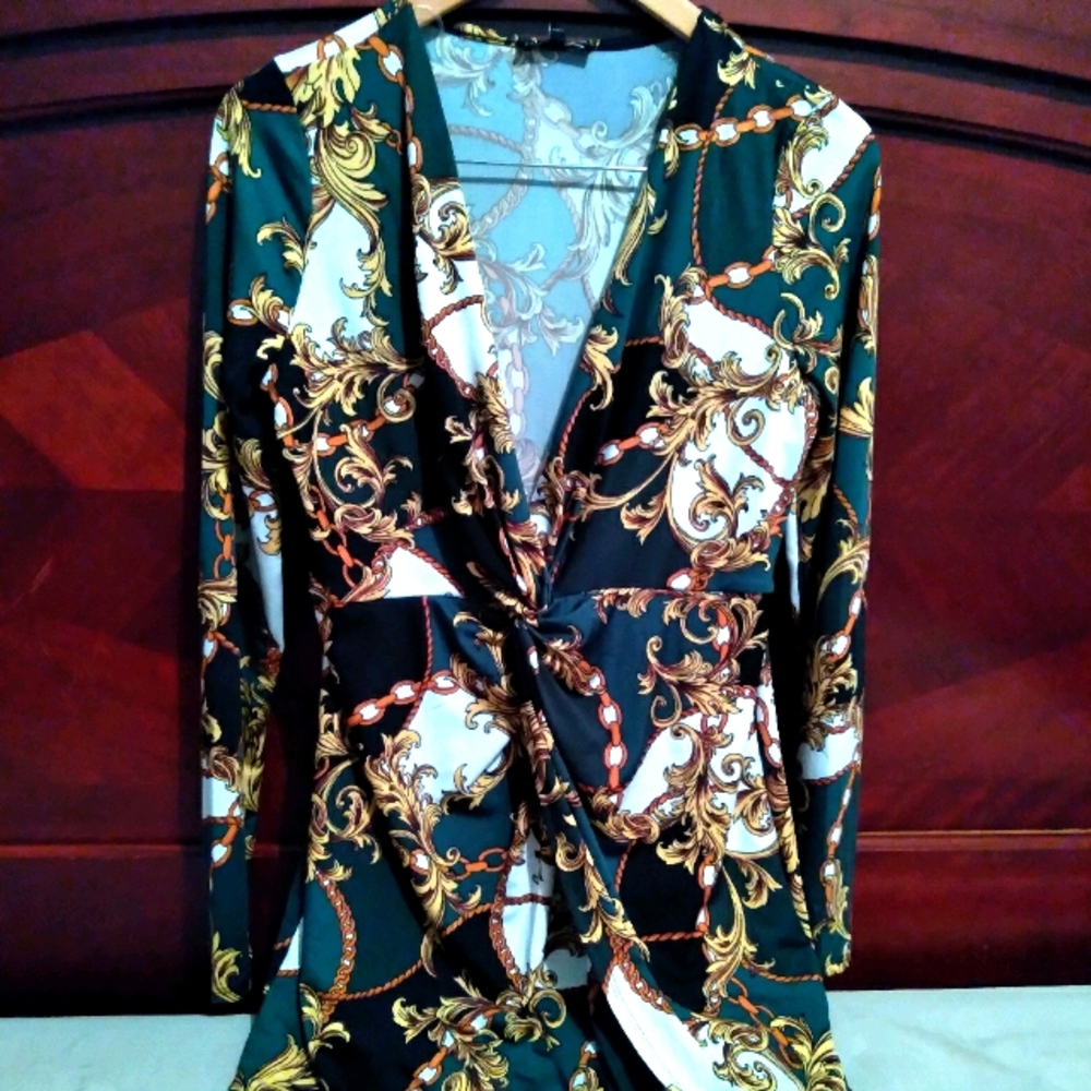 Fashionova Multi color/printed mini wrap dress
